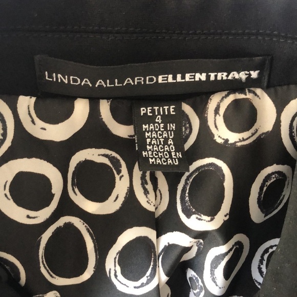 ✨LIKE NEW ✨ LINDA ALLARD ELLEN TRACY PETITE BLACK BLAZER CIRCLE PATTERN - Picture 2 of 5